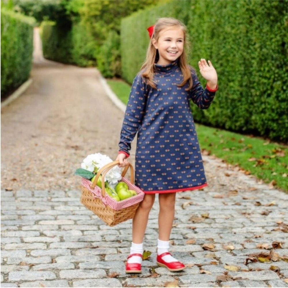 The Beaufort Bonnet Co. Navy Red Tatum’s Turtleneck Dress TBBC Girls Size 8